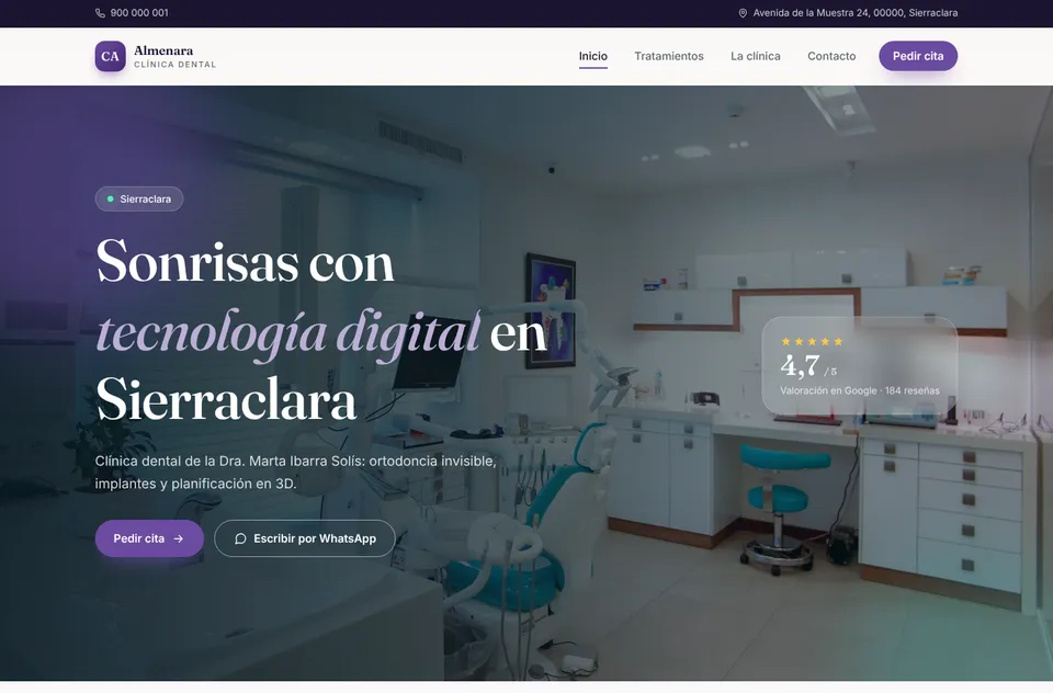 Demo website for Almenara, a fictitious dental clinic