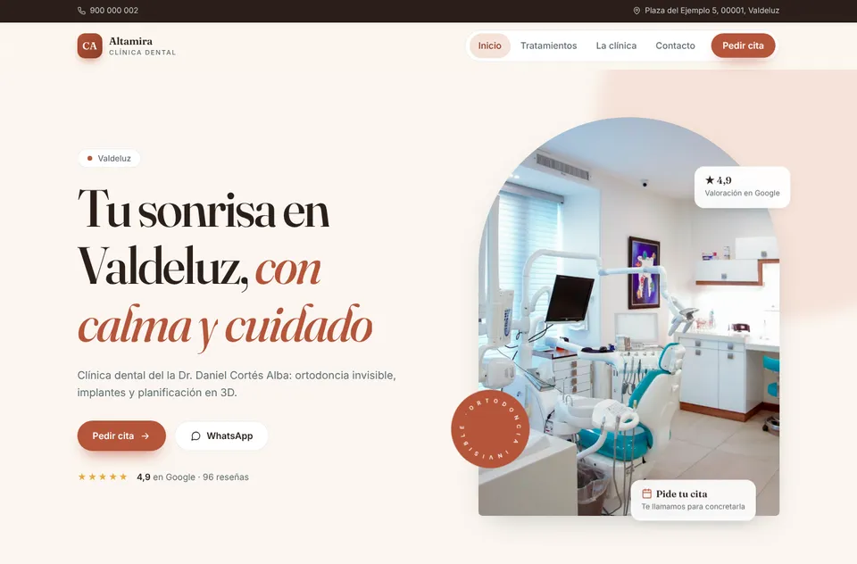 Demo website for Altamira, a fictitious dental clinic
