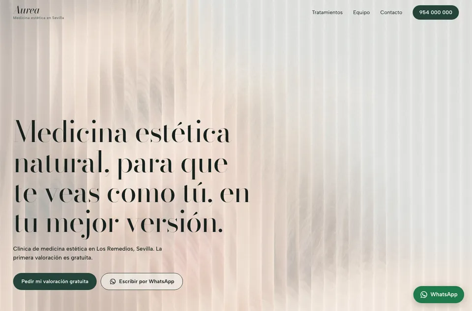 Demo website for Aurea, a fictitious aesthetic medicine clinic in Seville
