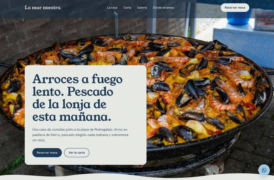 Demo website for La mar nuestra, a fictitious rice and fish restaurant in Málaga