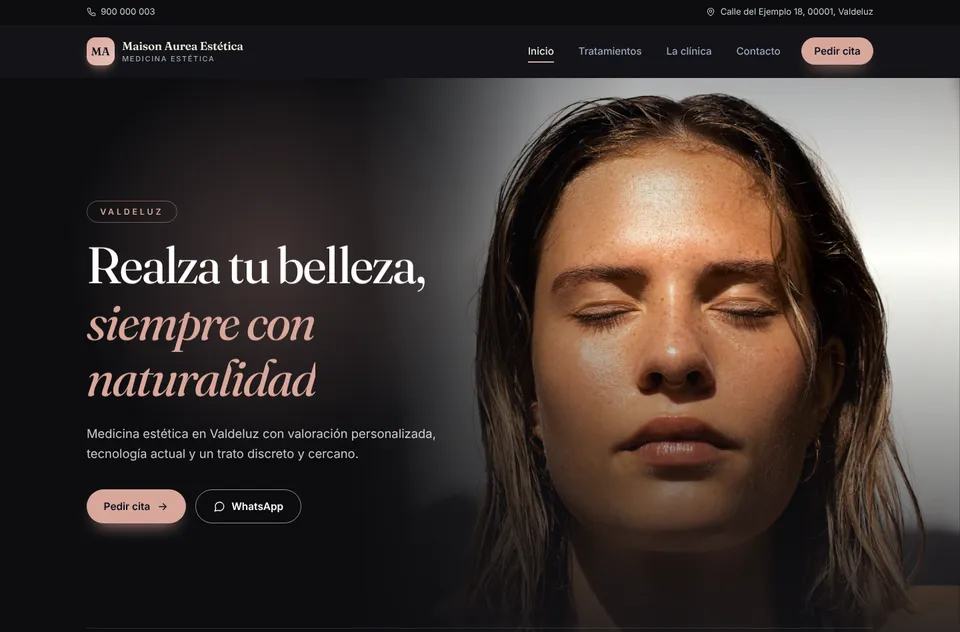 Demo website for Maison Aurea, a fictitious aesthetic medicine centre