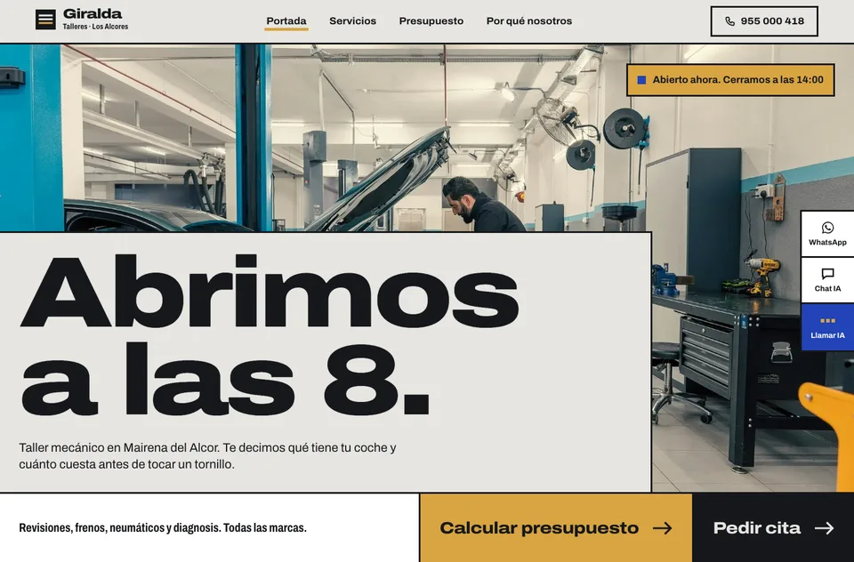Demo website for Talleres Giralda, a fictitious car garage in Los Alcores (Seville)