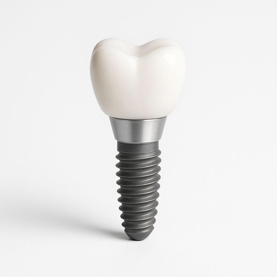 Modelo de implante dental con corona